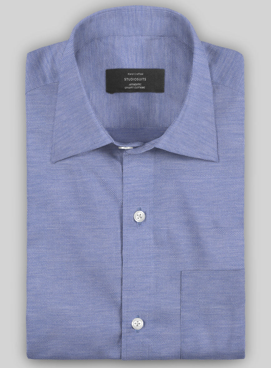 Italian Steel Blue Stretch Cotton Shirt Italian Steel Blue Stretch Cotton Shirt