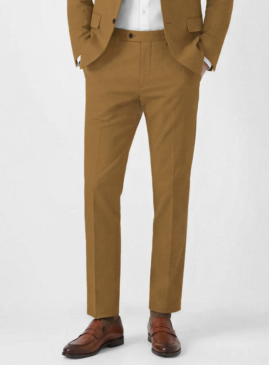 Men's Italian Tan Cotton Stretch Pants by StudioSuits