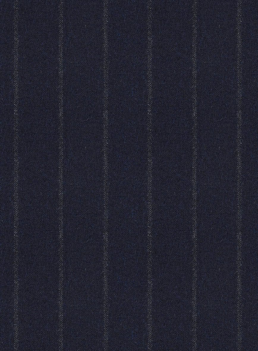 Italian Uben Blue Chalkstripe Flannel Pants - StudioSuits