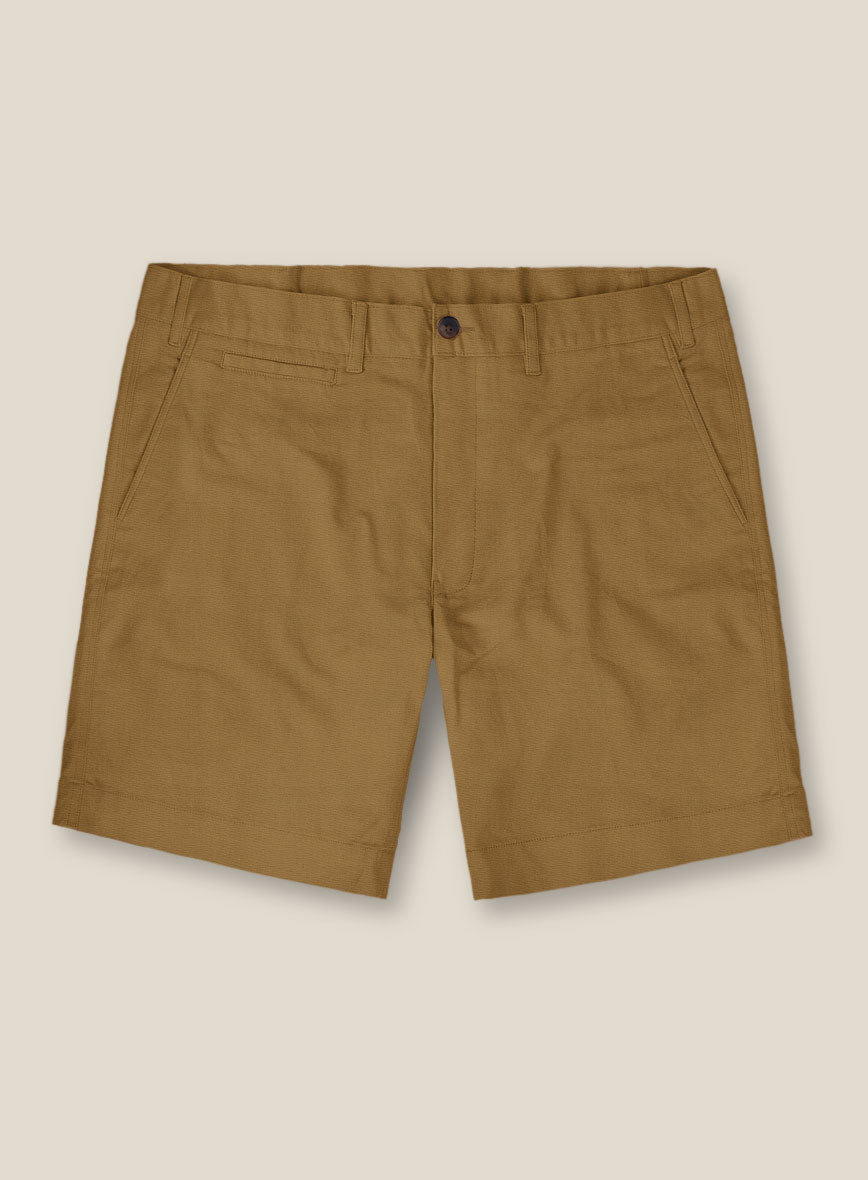Brown Printed Cotton Shorts