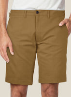 Italian Walnut Brown Cotton Stretch Shorts - StudioSuits