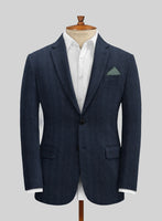 Italian Wide Herringbone Blue Tweed Suit - StudioSuits