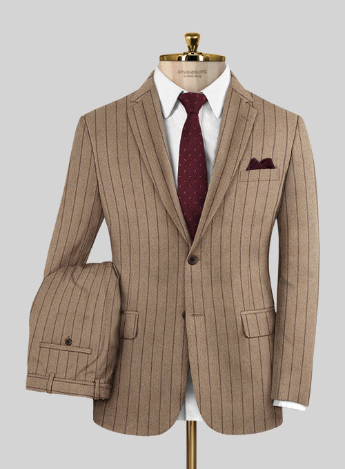 Italian Wool Cashmere Brown Stripe Suit – StudioSuits