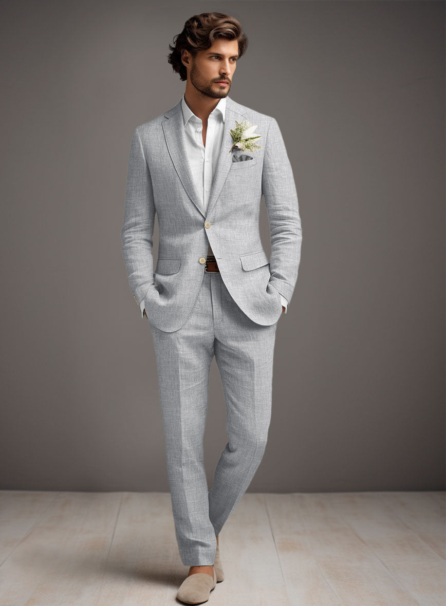 Italian Zod Light Gray Linen Suit – StudioSuits
