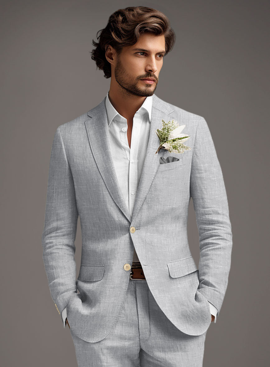 Italian Zod Light Gray Linen Suit StudioSuits