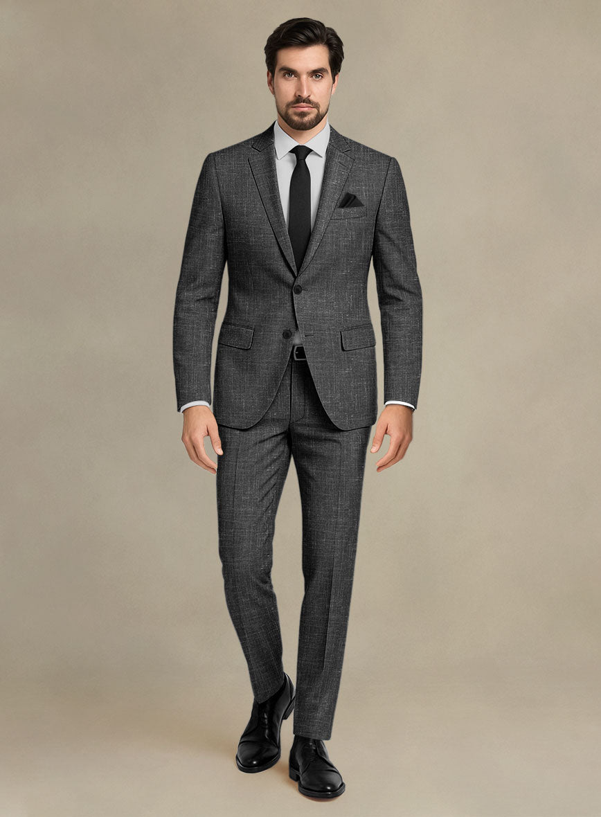 Men's Italian Murano Charcoal Wool Linen Suit by StudioSuits Men's Italian Murano Charcoal Wool Linen Suit by StudioSuits