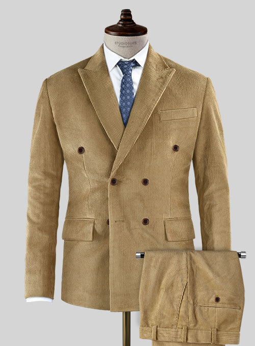 Khaki Corduroy Double Breasted Suit – StudioSuits