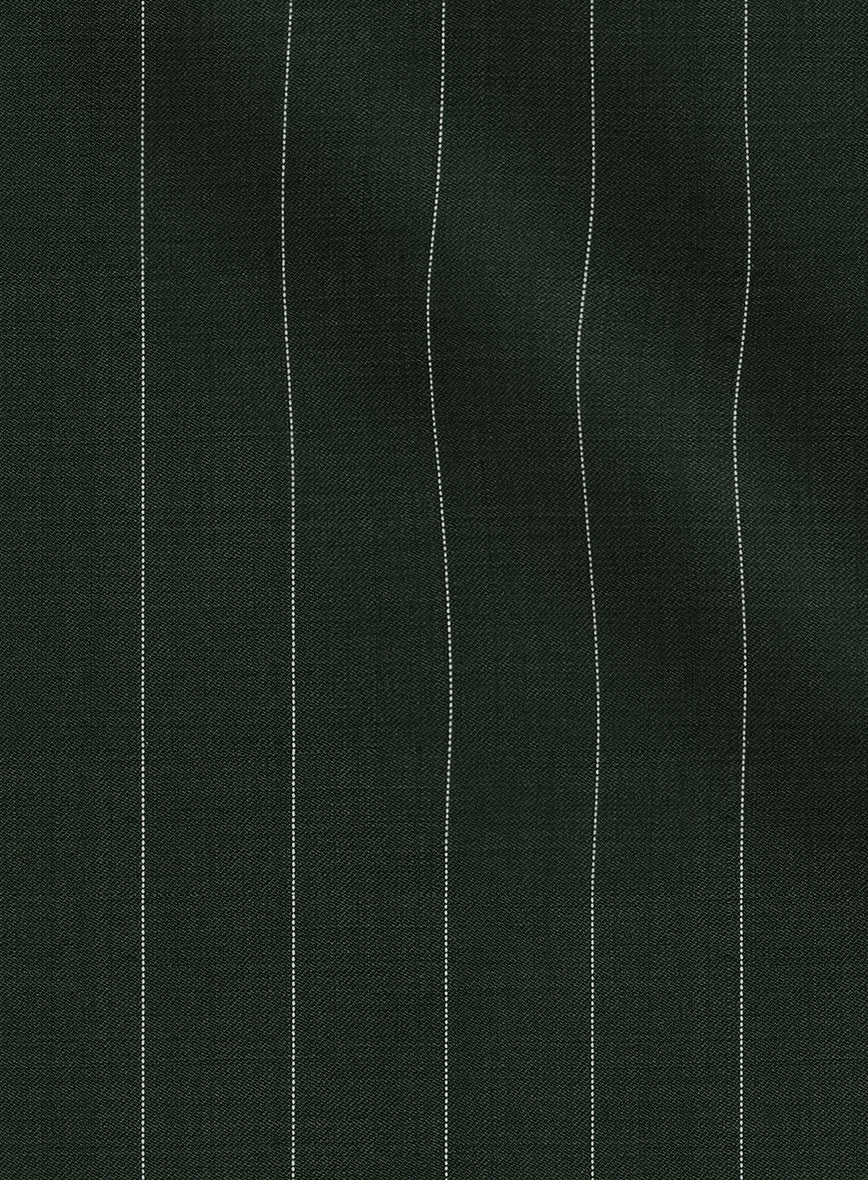 Kingsman Double Breasted Green Stripe Wool Suit - StudioSuits