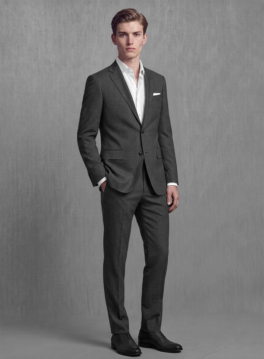Lanificio Zegna Traveller Charcoal Wool Suit – StudioSuits