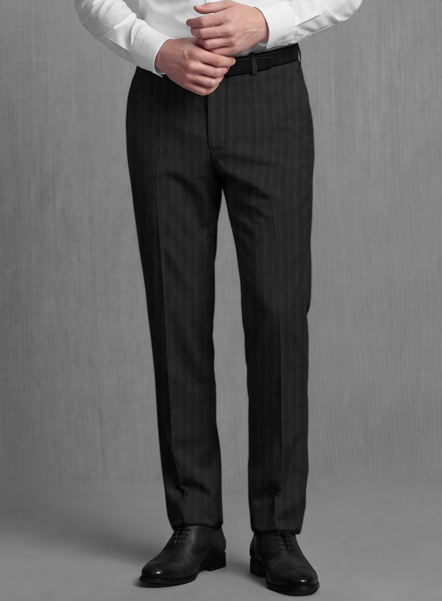 Lanificio Zegna Traveller Jaspal Black Stripe Wool Pants – StudioSuits