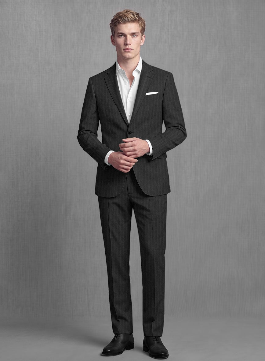 Lanificio Zegna Traveller Jaspal Black Stripe Wool Suit – StudioSuits