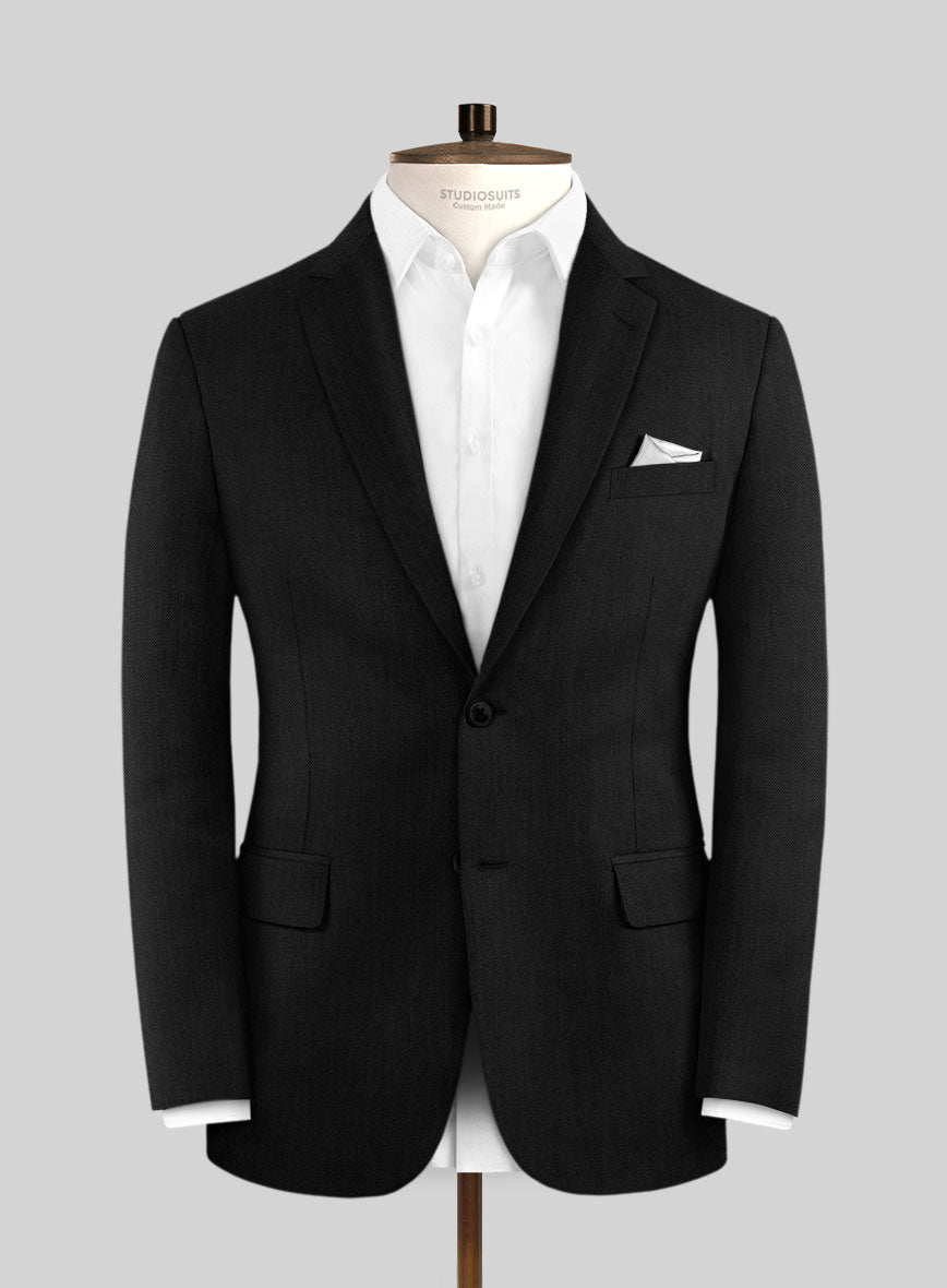 Lanificio Zegna Deep Black Wool Jacket – StudioSuits