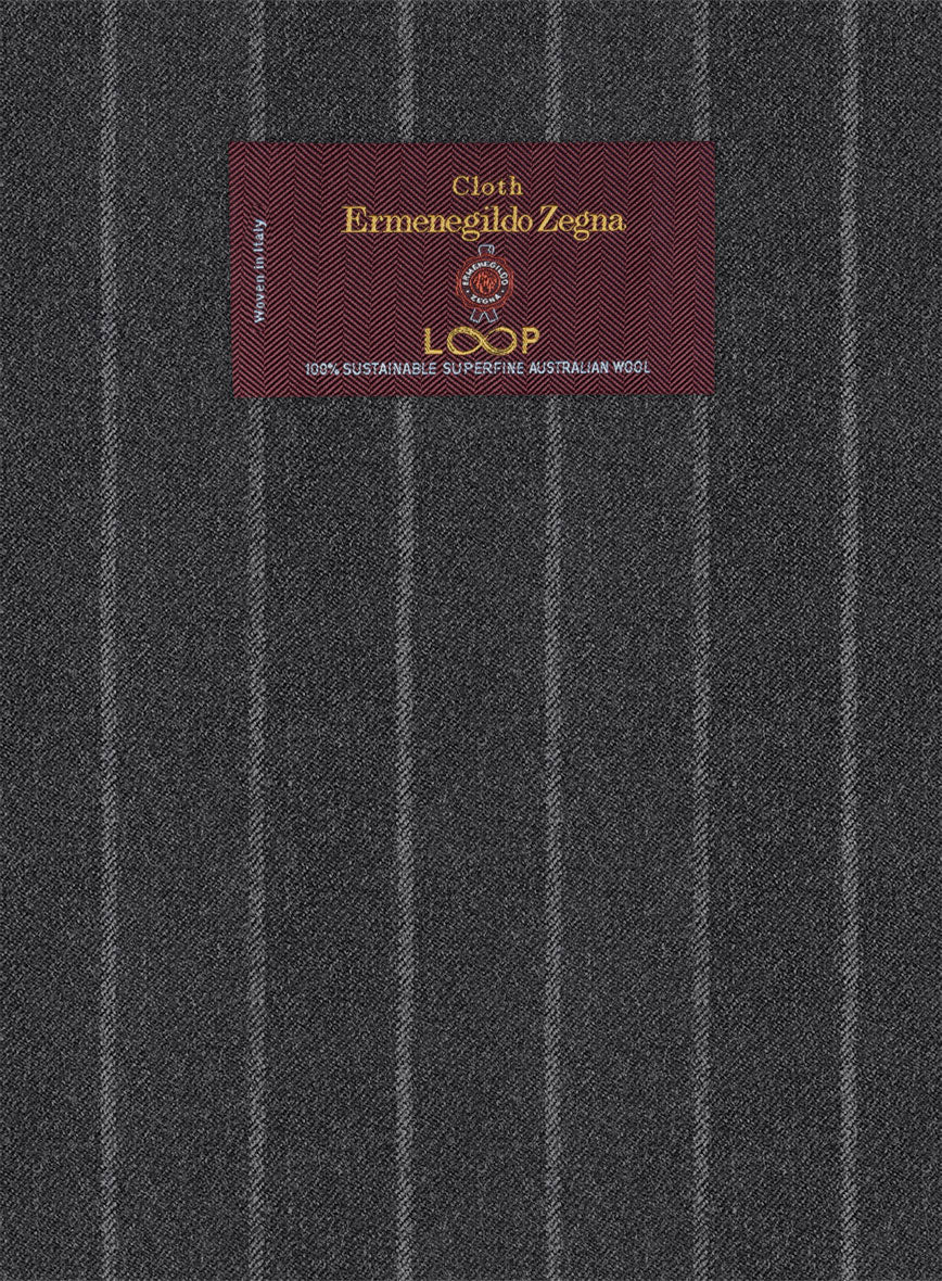 Lanificio Zegna Loop Adana Gray Stripe Wool Suit - StudioSuits