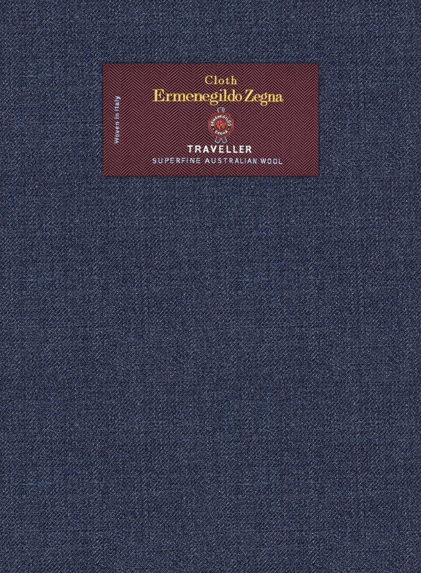 Lanificio Zegna Traveller Denim Blue Wool Suit - StudioSuits