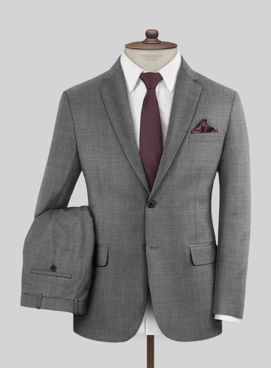 Lanificio Zegna Trofeo Sharkskin Gray Wool Suit - StudioSuits