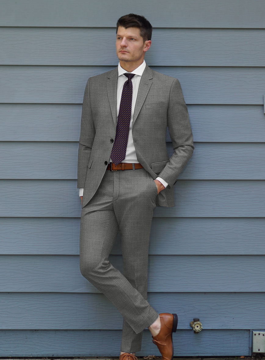 Lanificio Zegna Trofeo Sharkskin Gray Wool Suit - StudioSuits