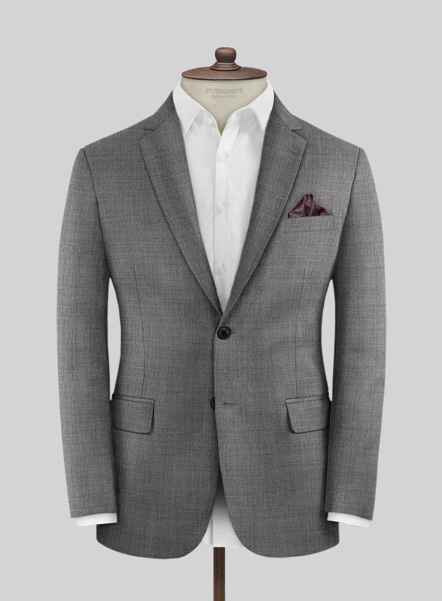 Lanificio Zegna Trofeo Sharkskin Gray Wool Suit - StudioSuits