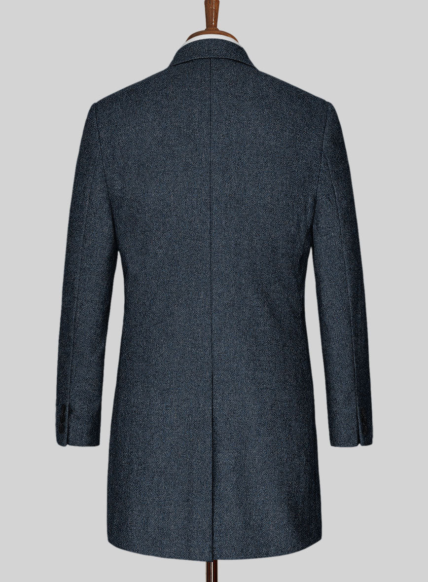 Light Weight Bond Blue Tweed Overcoat - StudioSuits