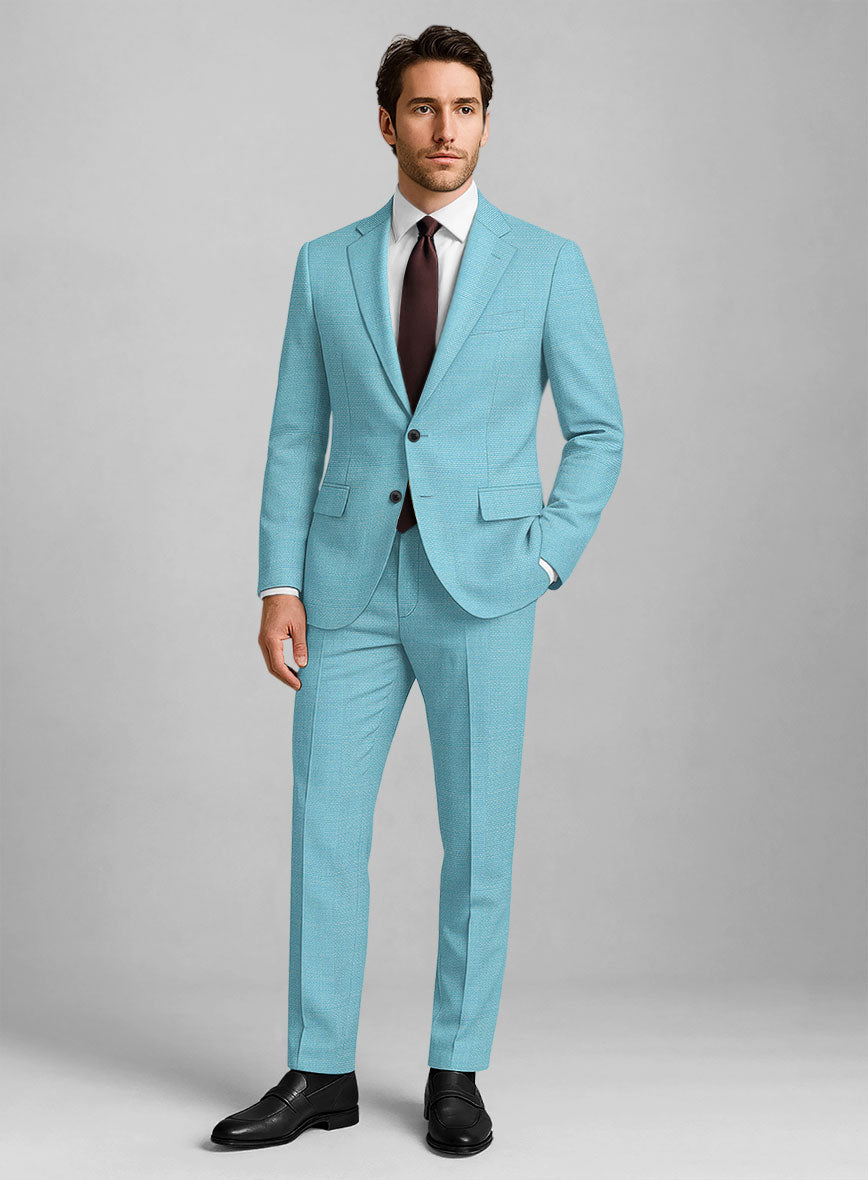 Light Blue Hopsack Suit - StudioSuits