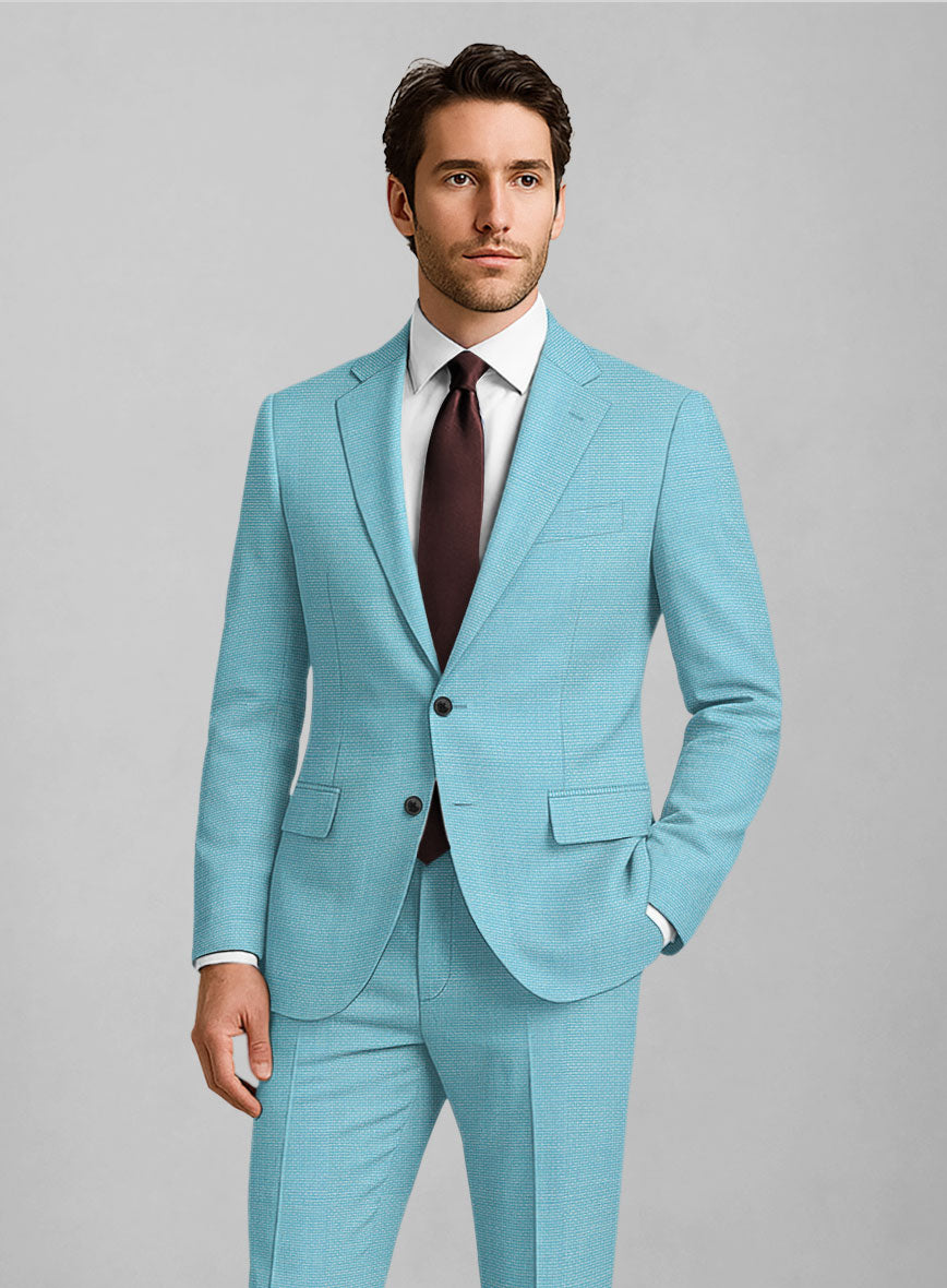 Light Blue Hopsack Suit - StudioSuits