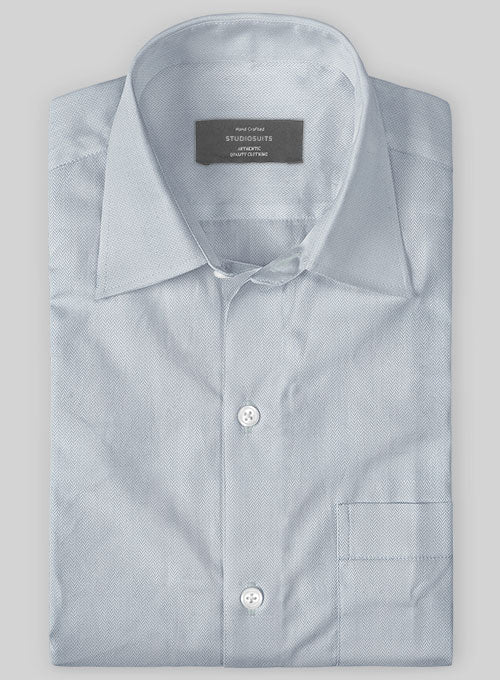 Light Gray Herringbone Cotton Shirt - StudioSuits