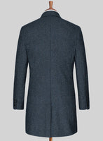 Light Weight Bond Blue Tweed Overcoat - StudioSuits