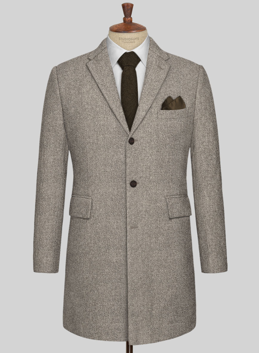 Light Weight Brown Tweed Overcoat - StudioSuits