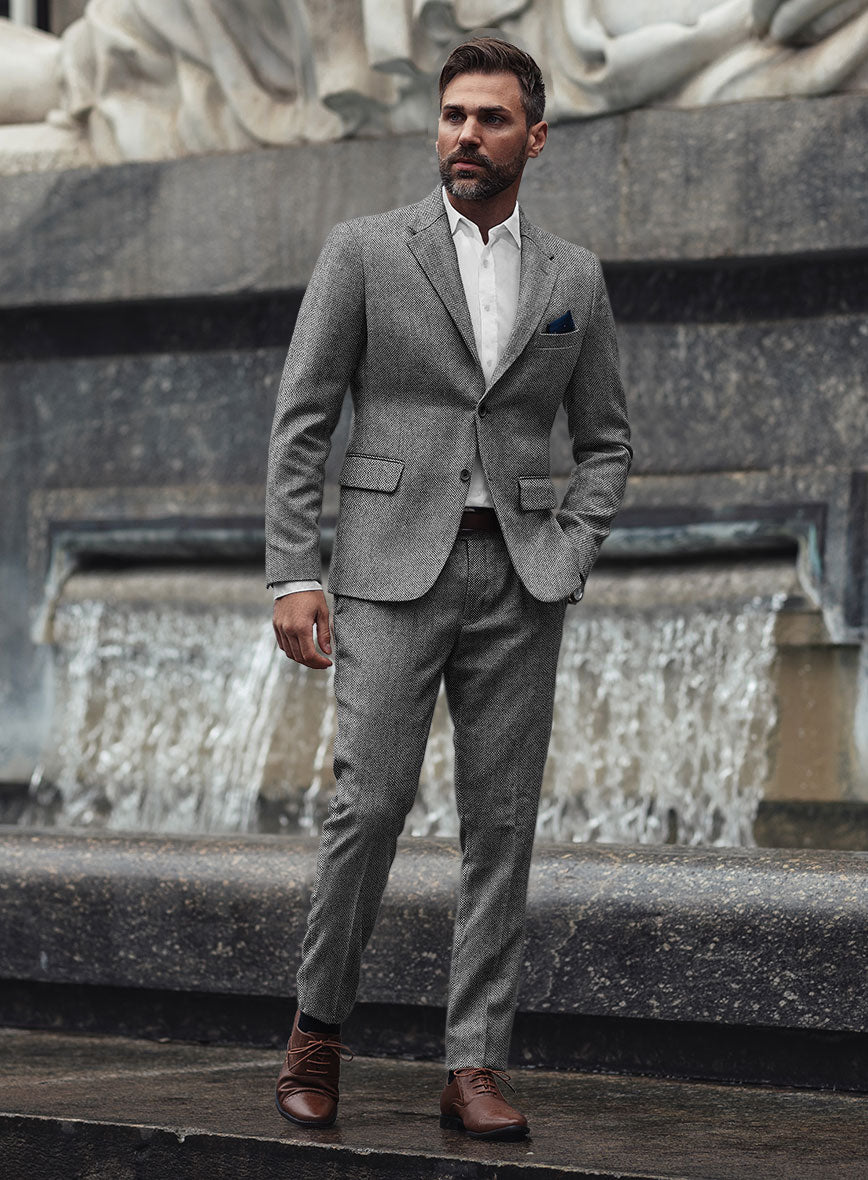 Light Weight Dark Gray Tweed Suit – StudioSuits