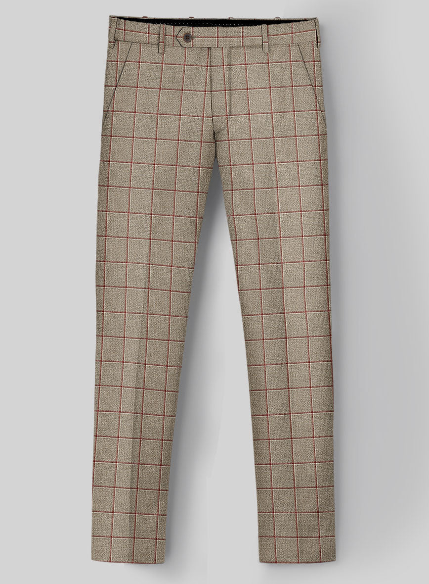 London Loom Beige Windowpane Wool Silk Linen Pants – StudioSuits