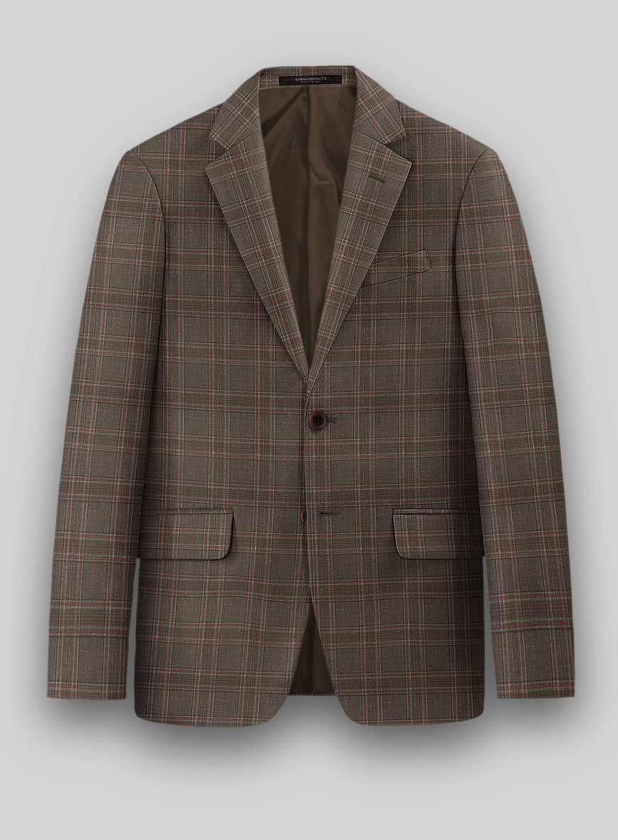 London Loom Brown Check Wool Silk Linen Jacket – StudioSuits