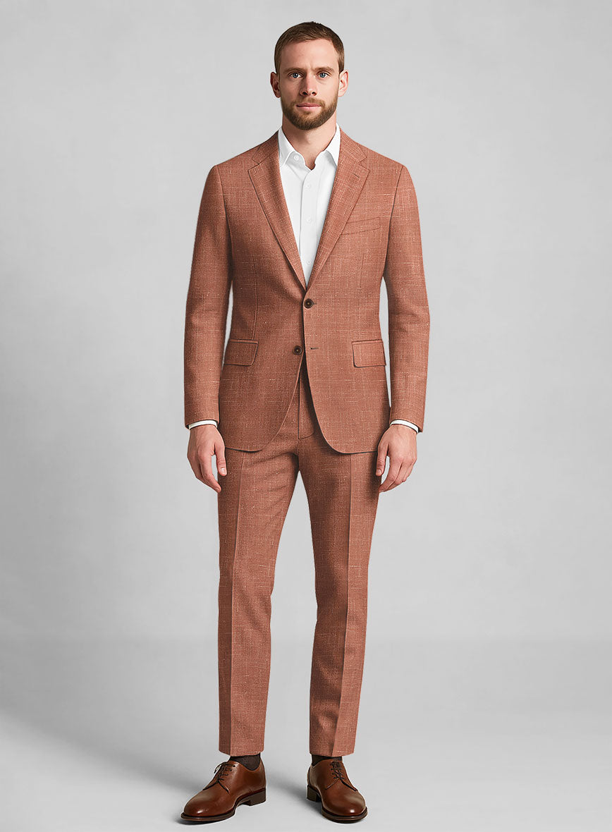 London Loom Orange Rust Travin Wool Linen Suit - StudioSuits