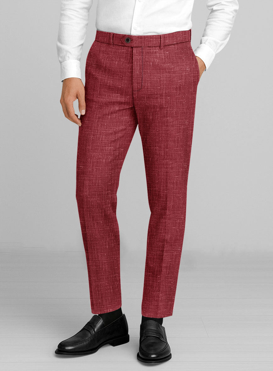 London Loom Red Enravo Wool Linen Pants - StudioSuits