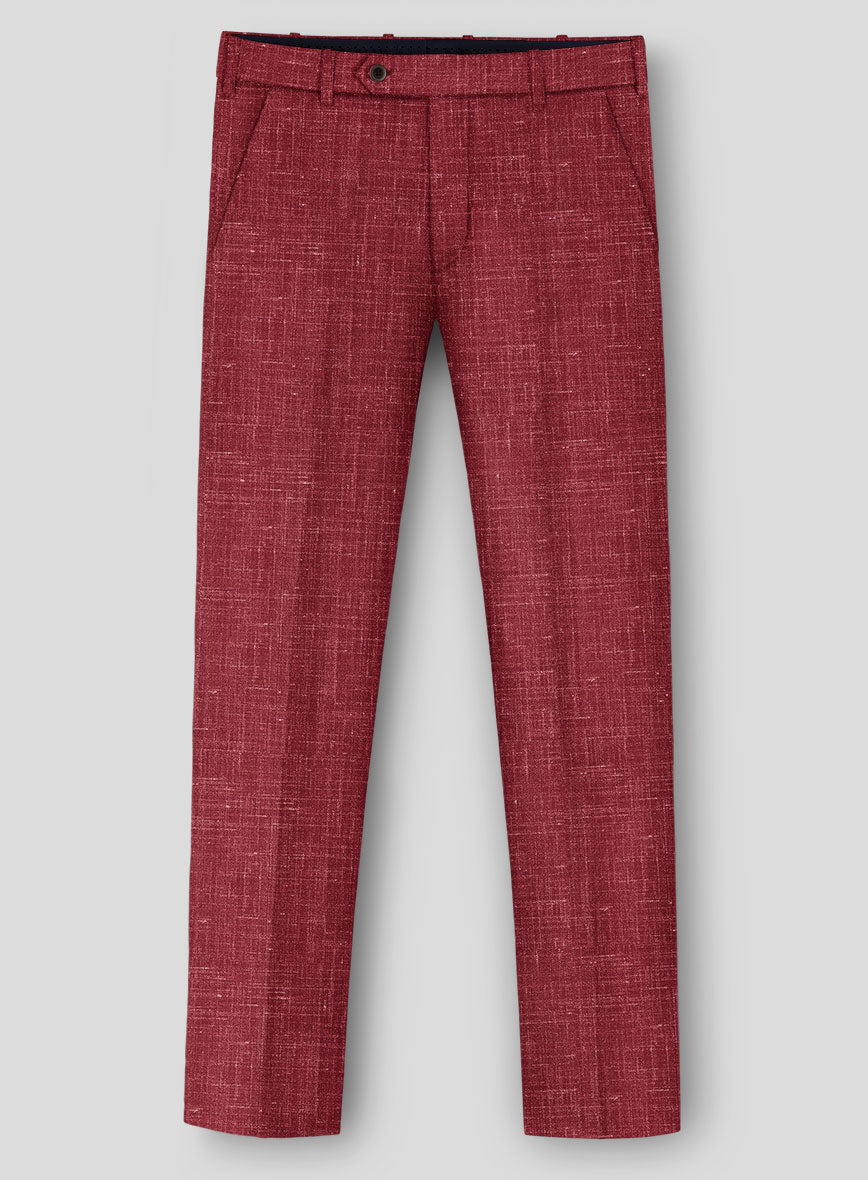 London Loom Red Enravo Wool Linen Pants - StudioSuits