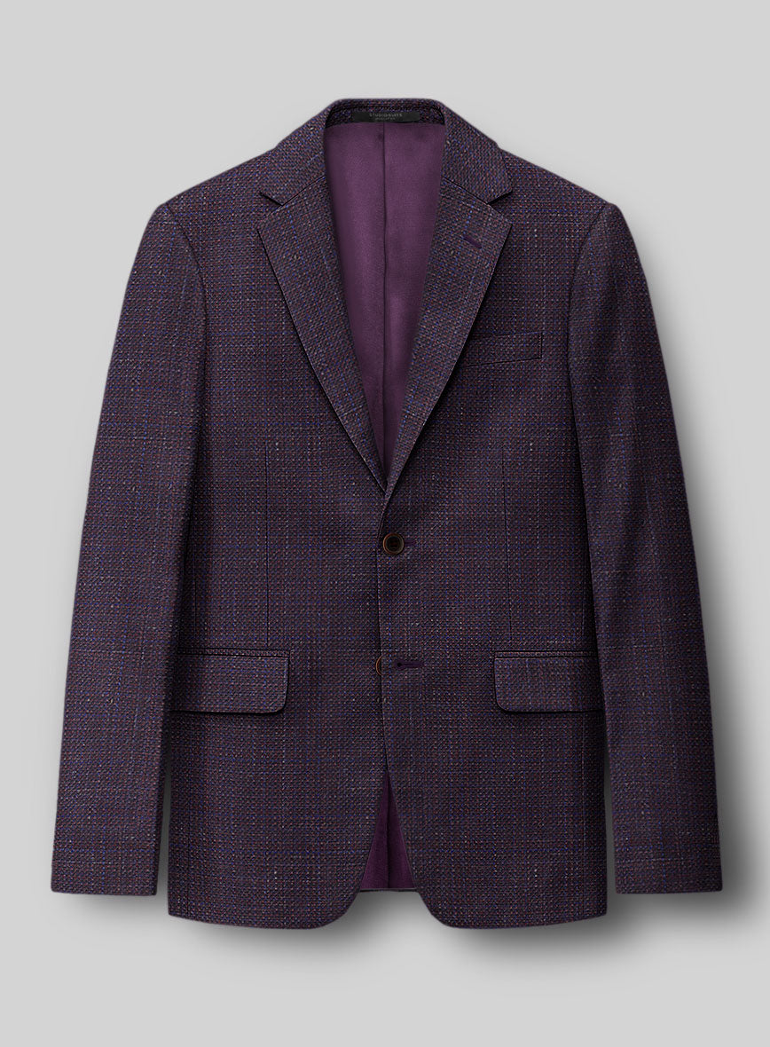 London Loom Wine Ilaria Wool Silk Linen Jacket - StudioSuits