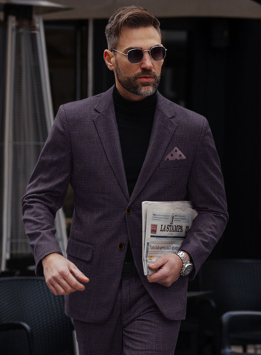 London Loom Wine Ilaria Wool Silk Linen Jacket - StudioSuits