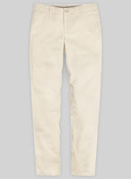 Washed Light Beige Feather Cotton Canvas Stretch Chino Pants - StudioSuits