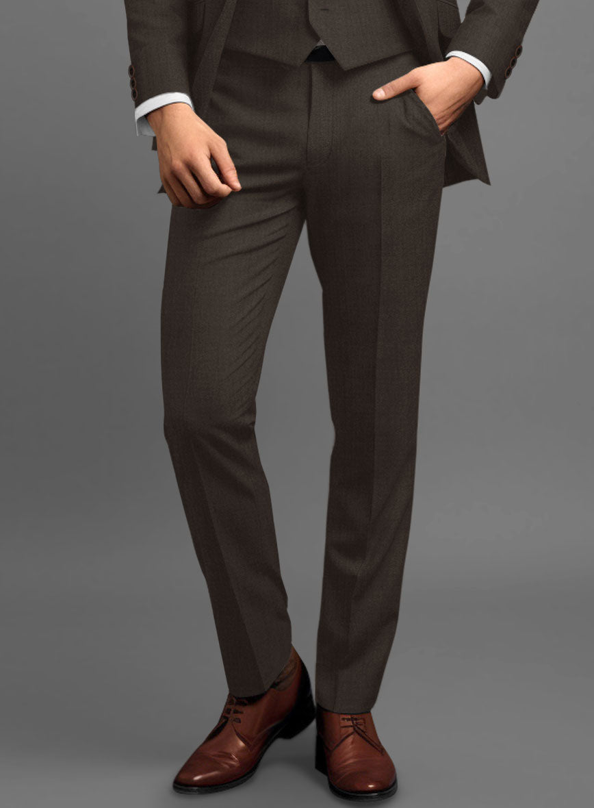 Marco Stretch Coffee Brown Wool Pants - StudioSuits