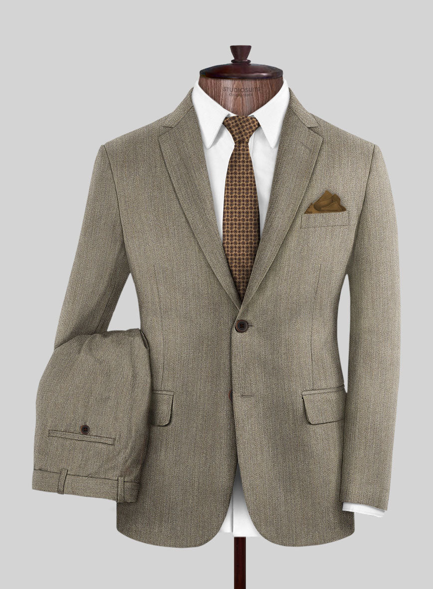 Marco Stretch Dark Beige Wool Suit - StudioSuits
