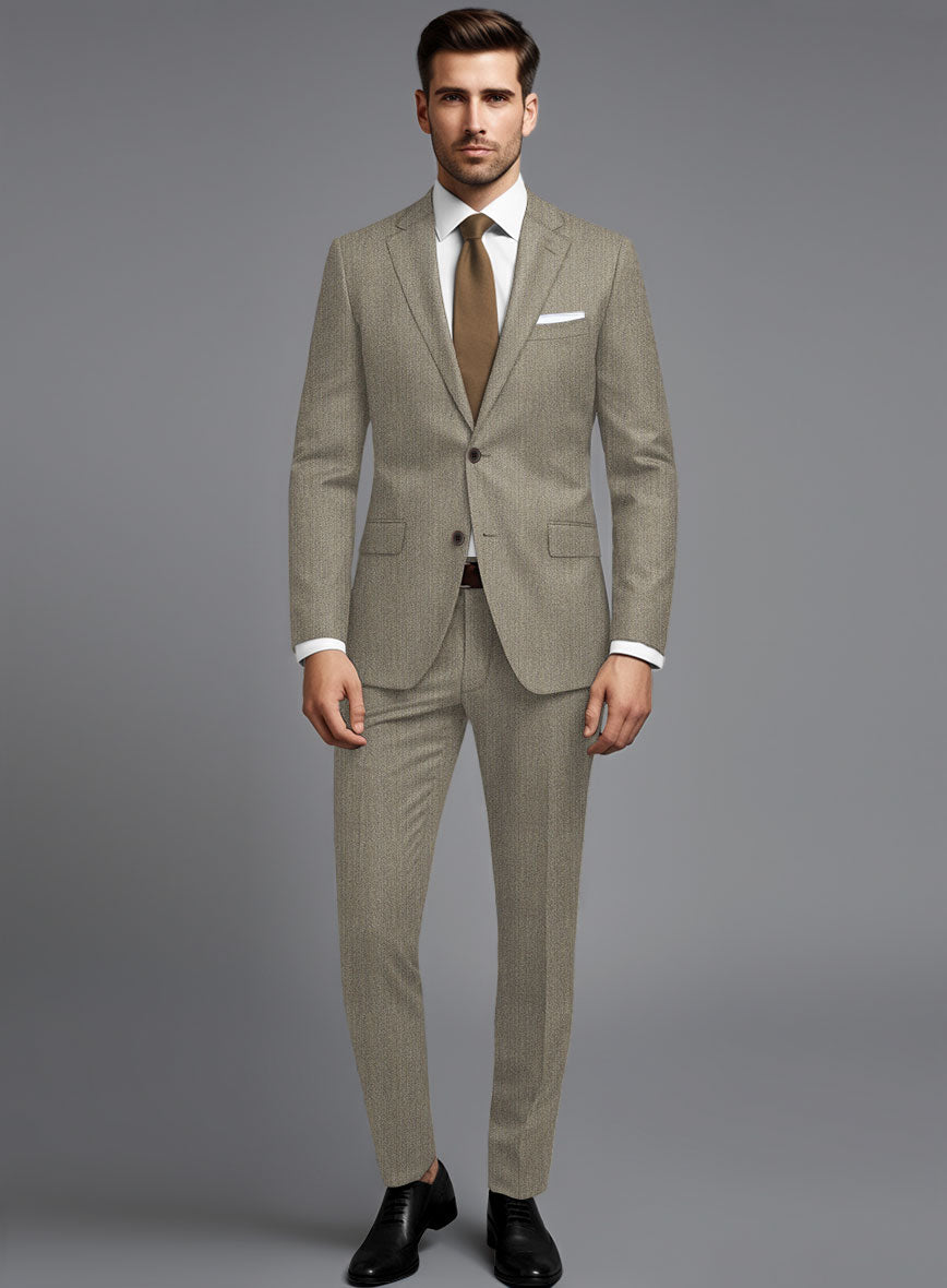Marco Stretch Dark Beige Wool Suit - StudioSuits