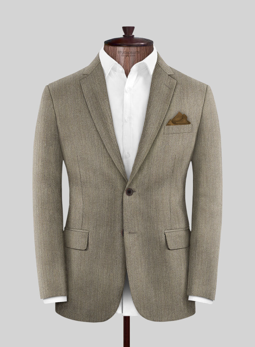 Marco Stretch Dark Beige Wool Jacket - StudioSuits