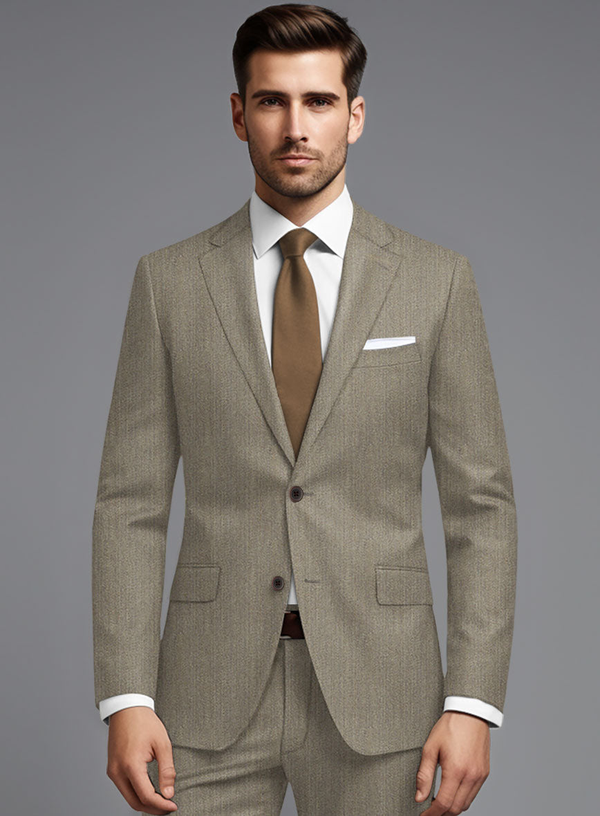 Marco Stretch Dark Beige Wool Jacket - StudioSuits