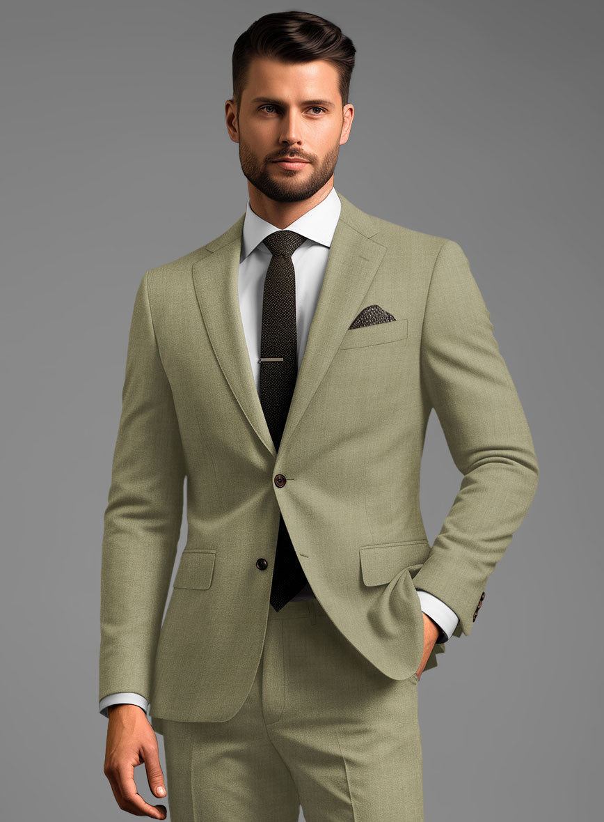 Marco Stretch Dark Khaki Wool Suit - StudioSuits