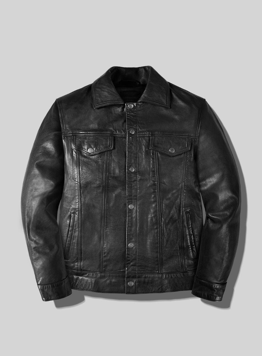期間限定A LEATHER【NEW】TRUCKER JACKET 50 ovy