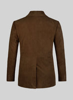 Mid Brown Suede Leather Pea Coat - StudioSuits