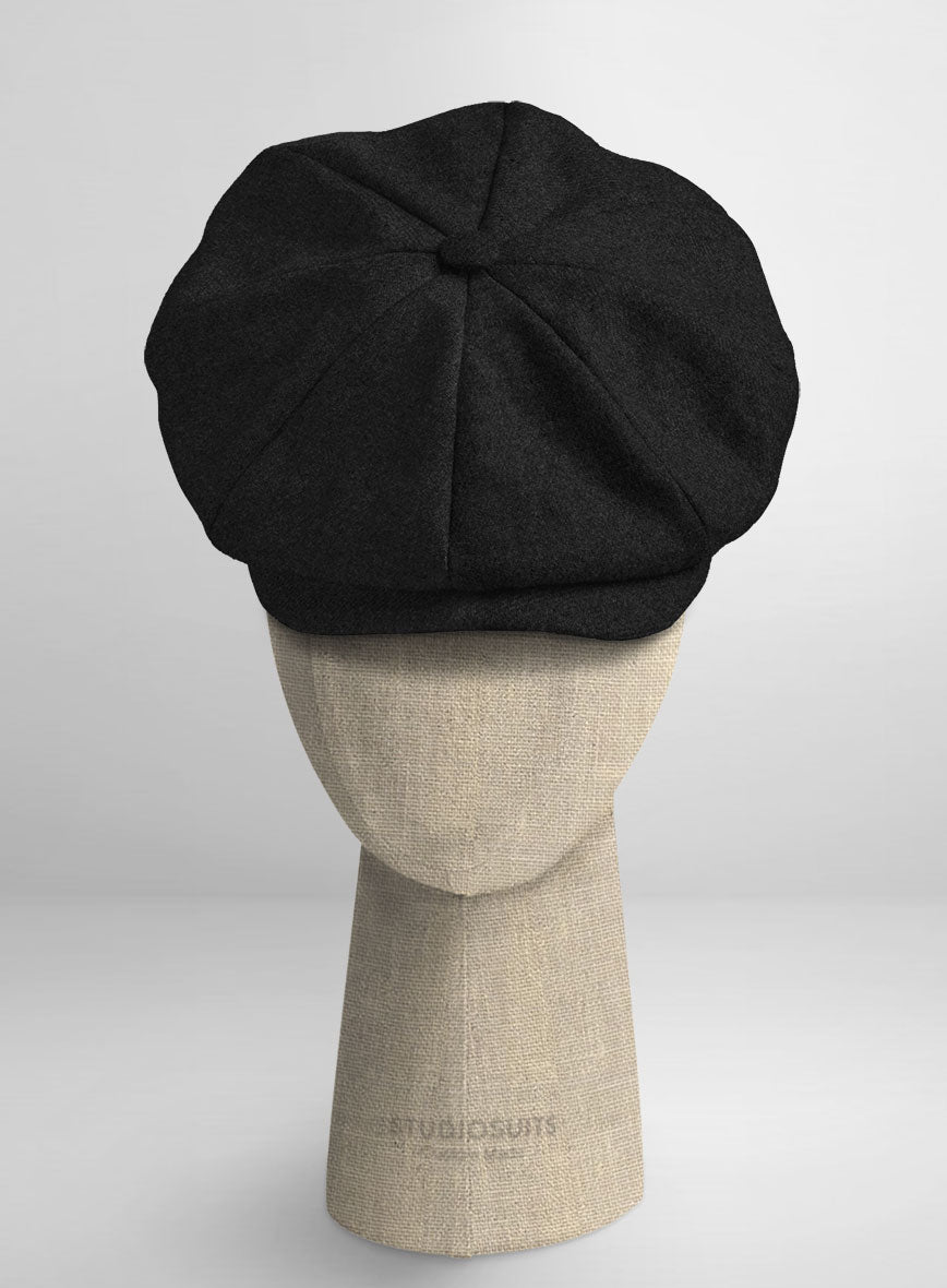 Black Tweed Newsboy Hat Cap Taransay Harris Tweed Wool Newsboy Cap – Village Hat Shop main image 4