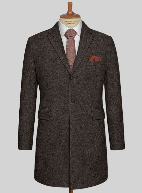Naples Dark Brown Tweed Overcoat - StudioSuits