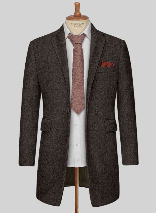 Naples Dark Brown Tweed Overcoat - StudioSuits
