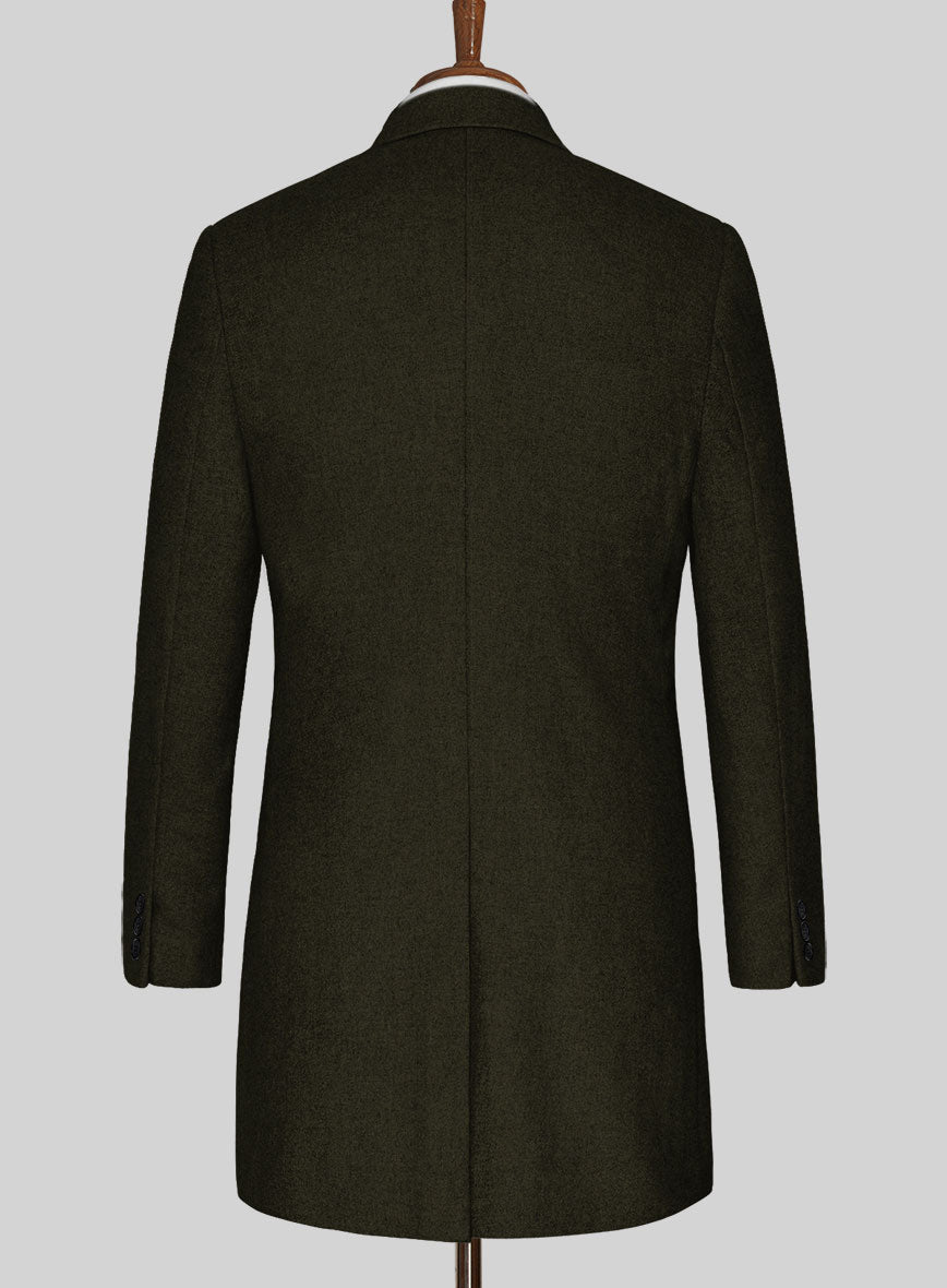 Naples Dark Green Tweed Overcoat - StudioSuits