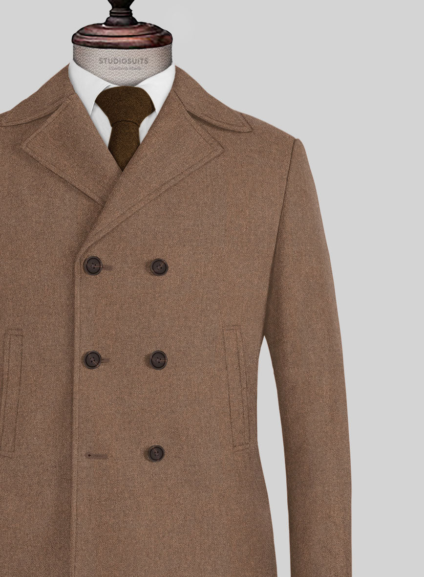Naples Dolce Brown Tweed Pea Coat - StudioSuits