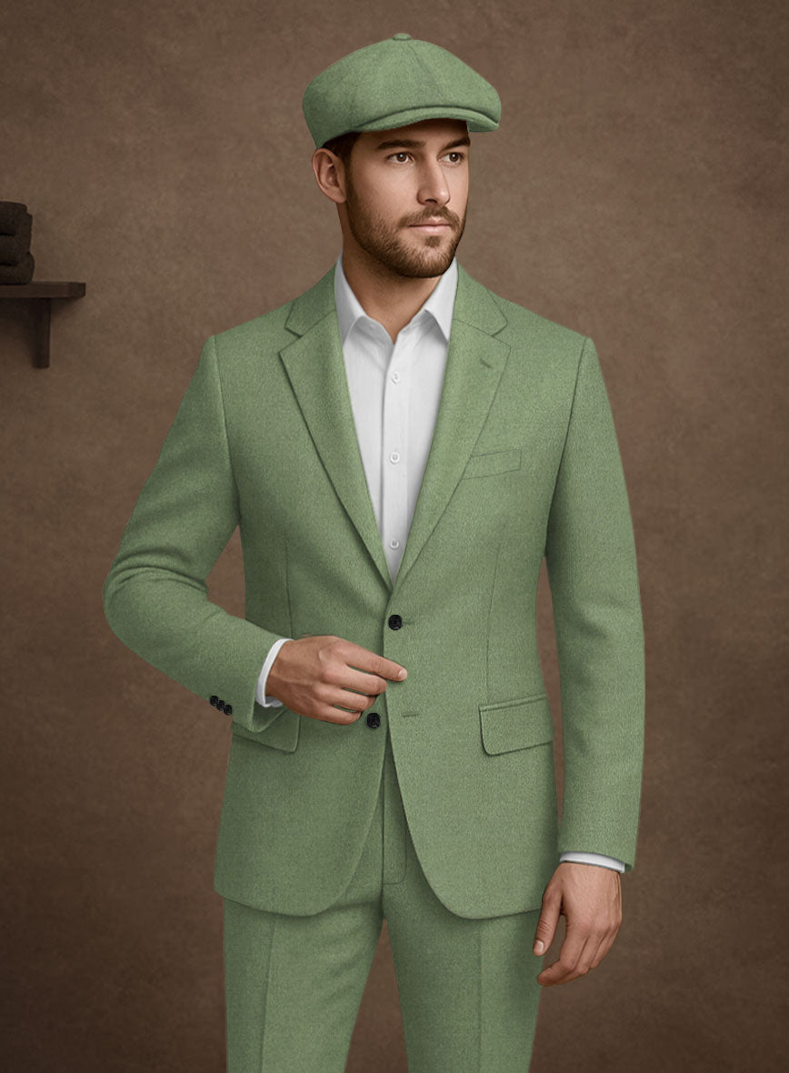 Naples Honeydew Green Tweed Suit - StudioSuits